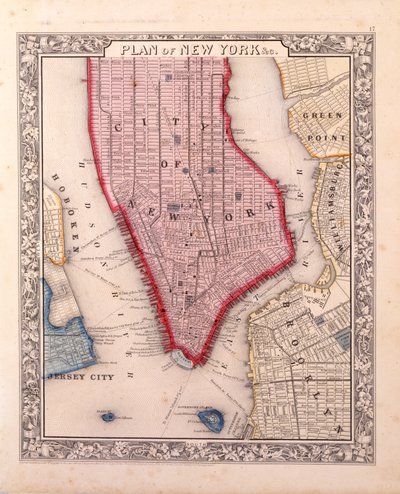 Plan of New York [in Manhattan, as far north as 46th Street], 1860 by Samuel Augustus Mitchell